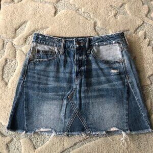 American Eagle Blue Distressed Ripped Denim Mini Skirt Size 0